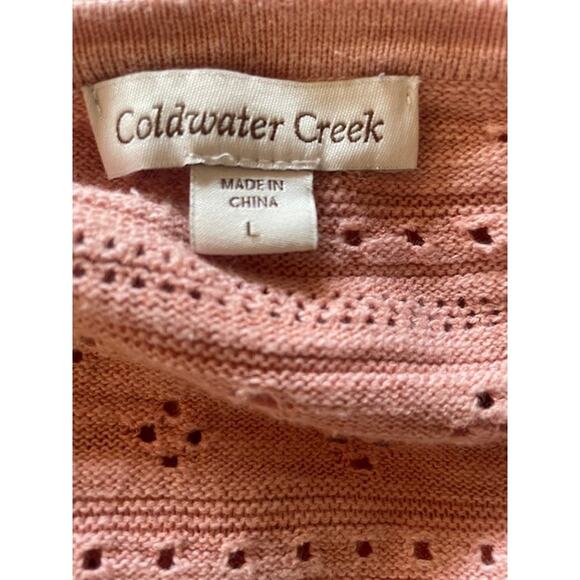 Coldwater Creek Size Large Button Front Cardigan Sweater Pink Cotton Blend - Picture 5 of 6